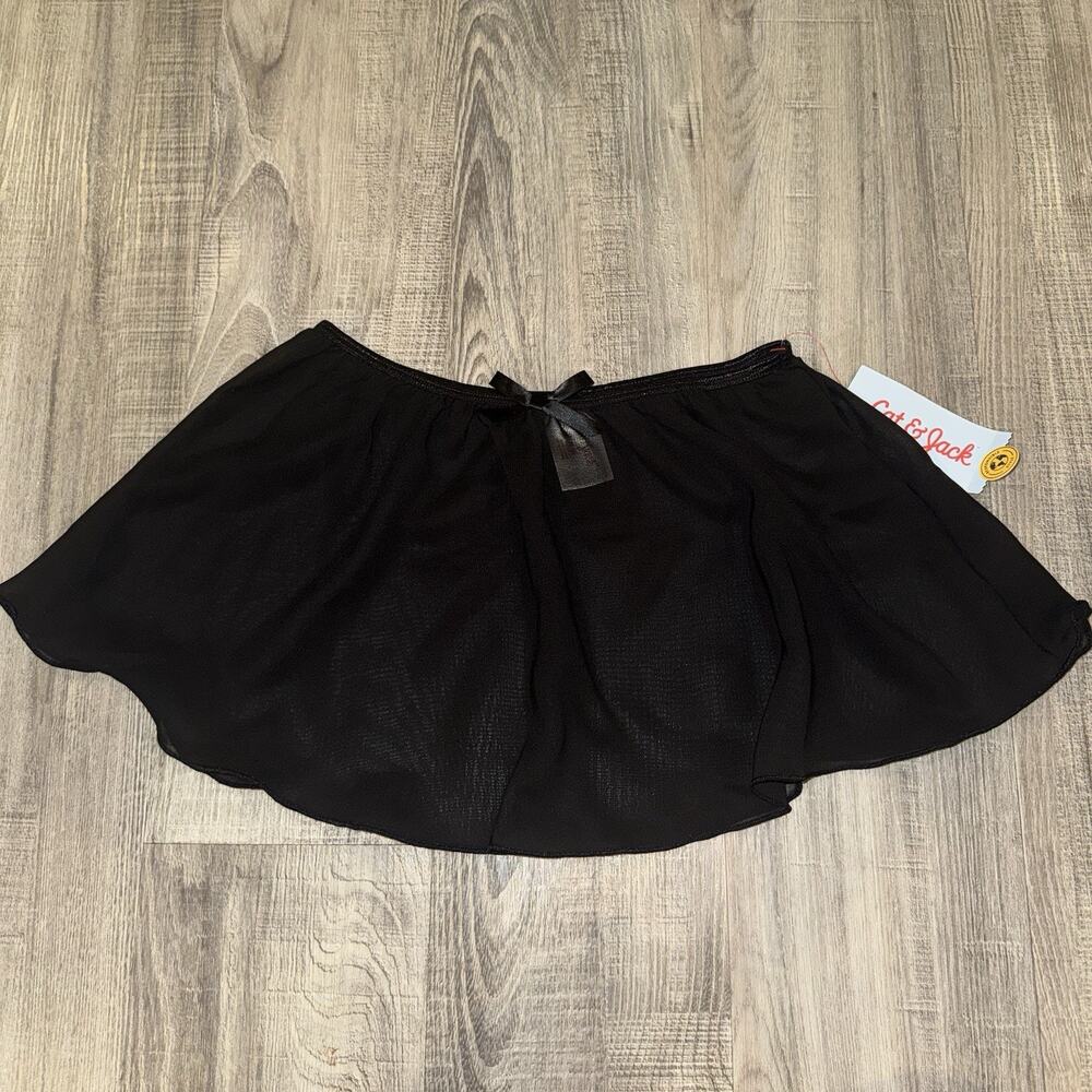Cat & Jack Girls Black Chiffon Ballet Dance Wrap Skirt Size M 8 NWT